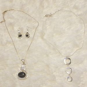 Silver and black elegant necklace set